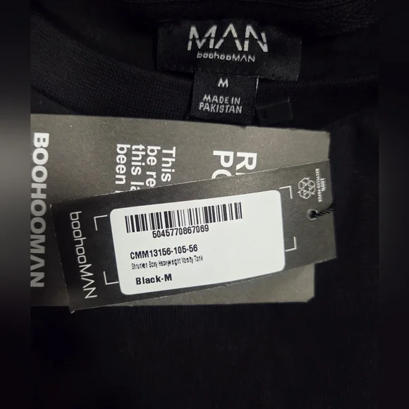 NWT BoohooMan Shrunken Boxy Heavyweight Varsity Tank, Size M - Picture 6 of 6